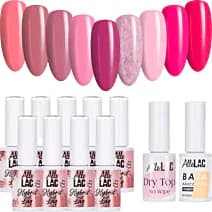 Pinks 1 – zestaw 9 lakierów z bazą i topem