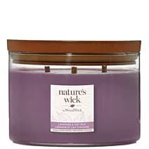 Natures Wick Świeca w Szkle z 3 Drewnianymi Knotami Lavender & Oatmilk
