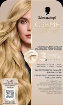 farba do włosów, trwała, nr 9-0 Naturalny Bardzo Jasny Blond