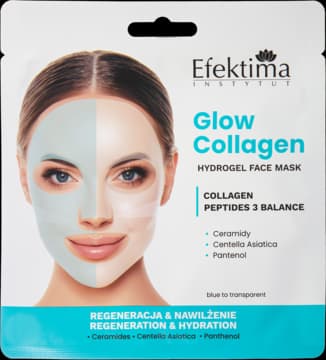 Glow Collagen maska w płachcie, hydrożelowa, z kolagenem i peptydami, regeneracja i nawilżenie
