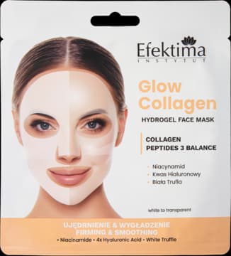 Glow Collagen maska w płachcie, hydrożelowa, z kolagenem i peptydami, ujędrnienie i wygładzenie