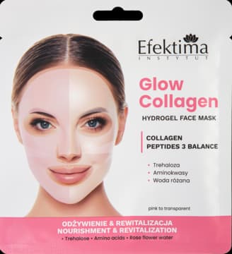 Glow Collagen maska w płachcie, hydrożelowa, z kolagenem i peptydami, odżywienie i rewitalizacja