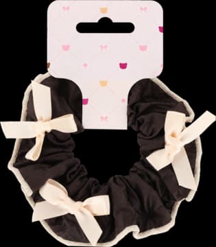gumka do włosów, Scrunchie, Czekoladowa, Kokardy Beżowe