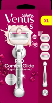 ComfortGlide PRO maszynka do golenia dla kobiet, 1 rączka + 3 wkłady, 5 ostrzowa, Sugarberry