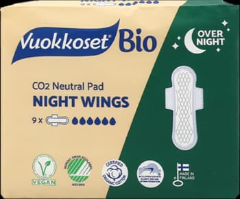 100% BIO podpaski higieniczne, ze skrzydełkami, biodegoradowalne, na noc