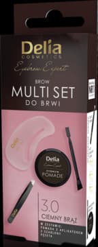 Eyebrow Expert zestaw do brwi, pomada do brwi + 3 szablony + pęseta, nr 3.0 Ciemny Brąz
