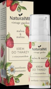 Vintage Garden krem do twarzy z Niacynamidem, nawilżenie i wyciszenie, Malwa i Malina