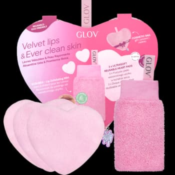 Velvet Lips & Ever Clean Skin zestaw do pielęgnacji ust i twarzy, rękawica do peelingu ust + 3 płatki do demakijażu