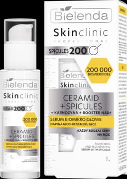 Skin Clinic Professional Ceramid + Spicules serum do twarzy, biomikroigłowe, napinająco-regenerujące, na noc