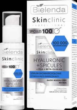 Skin Clinic Professional Hyaluronic + Spicules serum do twarzy, biomikroigłowe, stymulująco-nawilżające, na noc