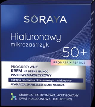 Hialuronowy Mikrozastrzyk krem do twarzy, przeciwzmarszczkowy, 50+, na dzień i na noc