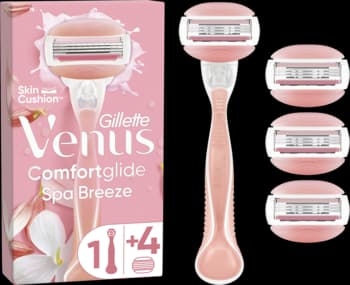 ComfortGlide Spa Breeze maszynka do golenia dla kobiet, 1 rączka + 4 wkłady, 3 ostrzowa