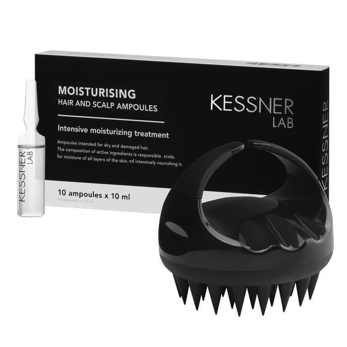 Zestaw: Szczotka do masażu głowy premium i Ampułki Moisturizing