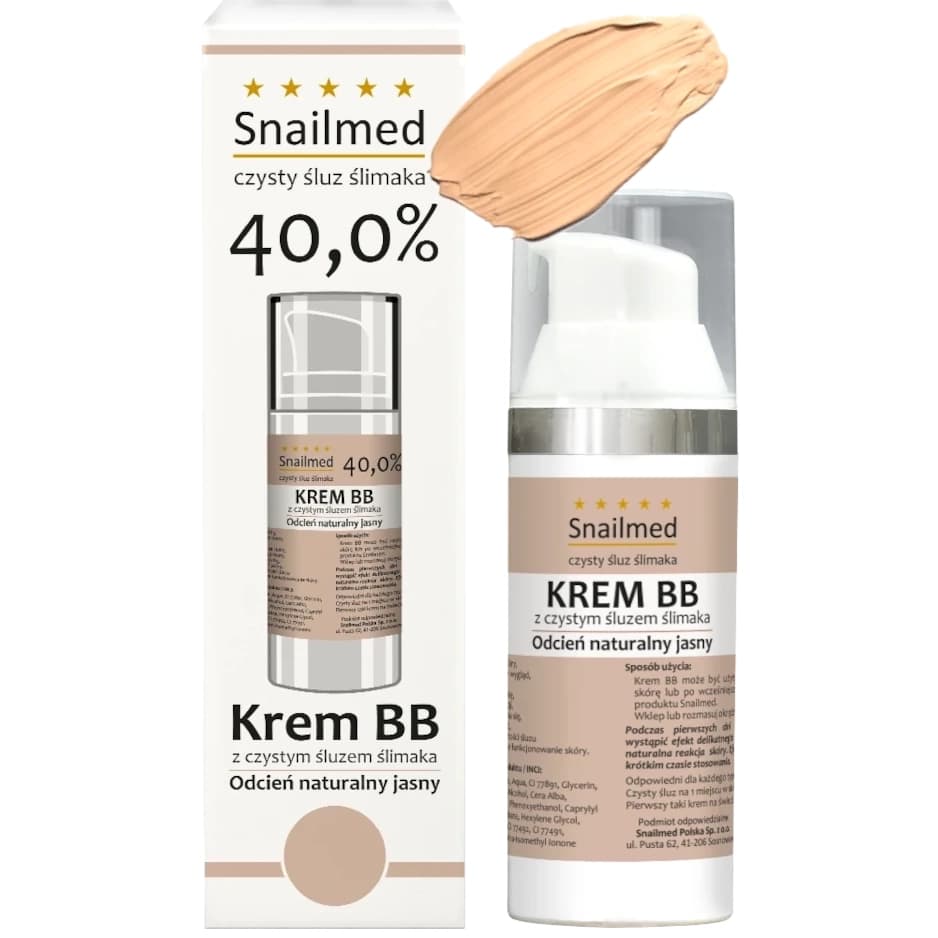 Matująco regenerujący Krem BB w jasnym naturalnym odcieniu z naturalnym śluzem ślimaka oraz woskiem pszczelim -