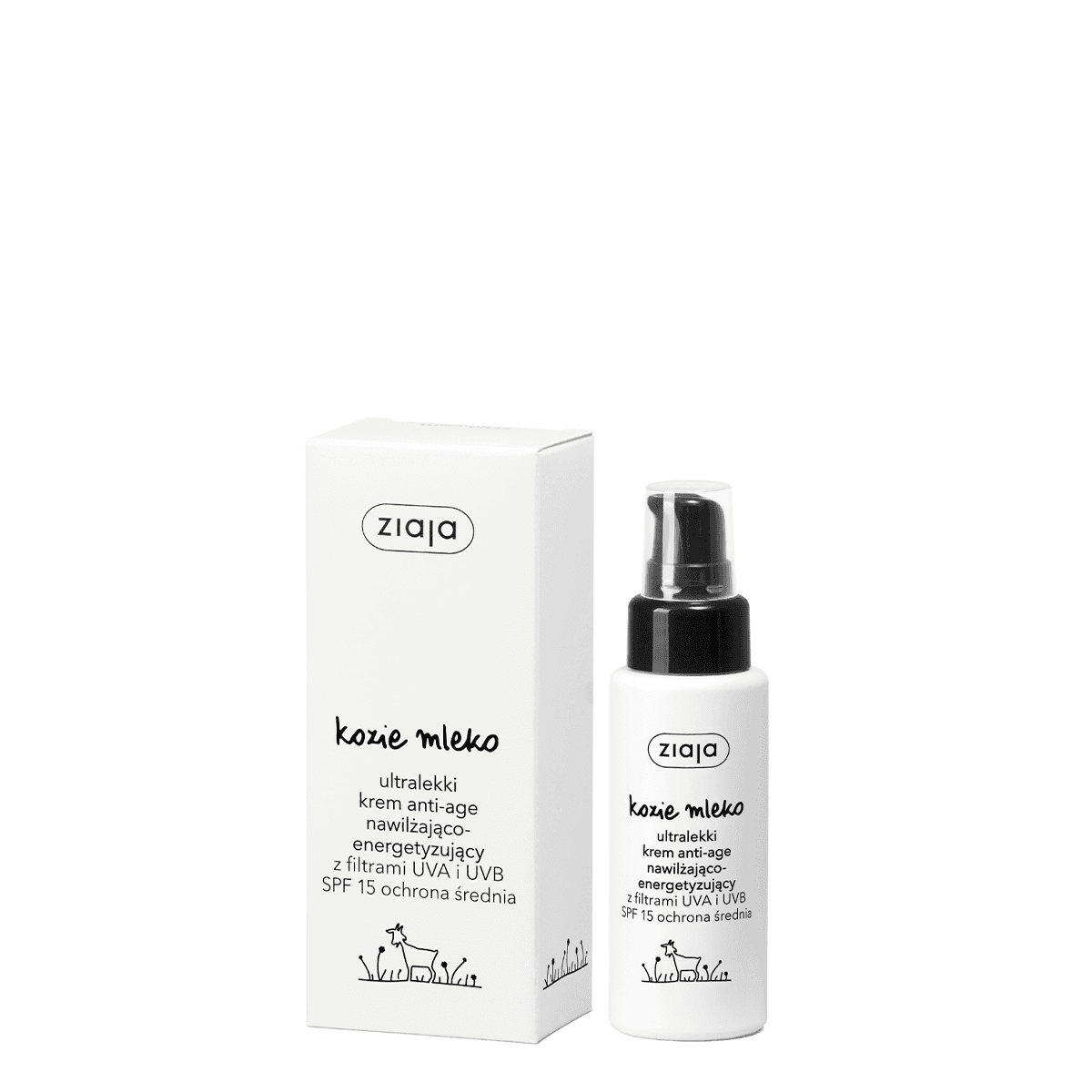 ultralekki krem anti-age nawilżająco- energetyzujący z filtrami UVA i UVB SPF 15 ochrona średnia Ziaja
