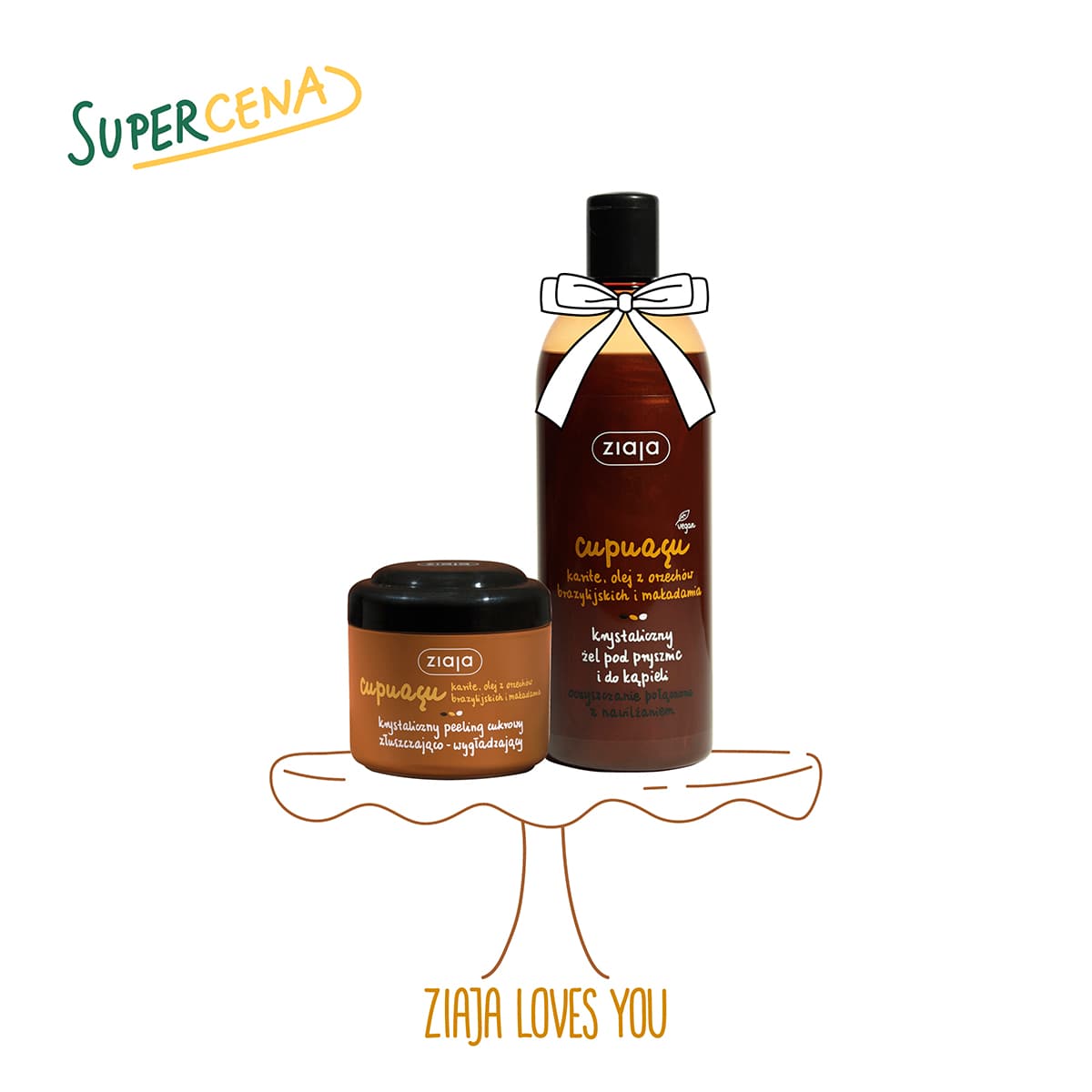 duet cupuacu krystaliczny żel pod prysznic i do kąpieli + cupuacu krystaliczny peeling cukrowy złuszczająco-wygładzający Ziaja