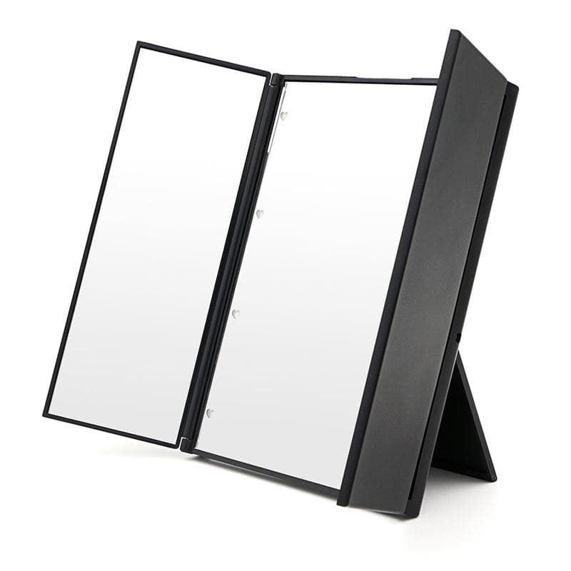 Vanity Tri-Fold Lusterko Kosmetyczne ze Światłem LED - Czarna Lusterka kosmetyczne 1 ct UNIQ Vanity Tri-Fold Lusterko kosmetyczne z oświetleniem