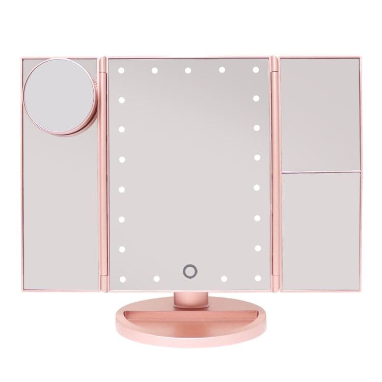 UNIQ Hollywood Trifold Lusterko kosmetyczne ze światłem LED Lusterka kosmetyczne 1 ct Różowe złoto