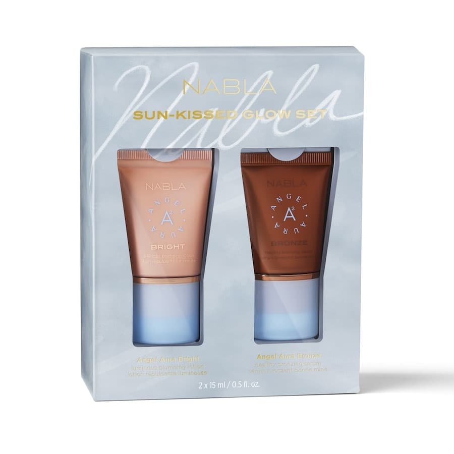 Sun-kissed glow Set - Zestaw Liquid glow & Bronzer - Angel Aura Kit Mini Lozione + Siero - Dla Kobiet