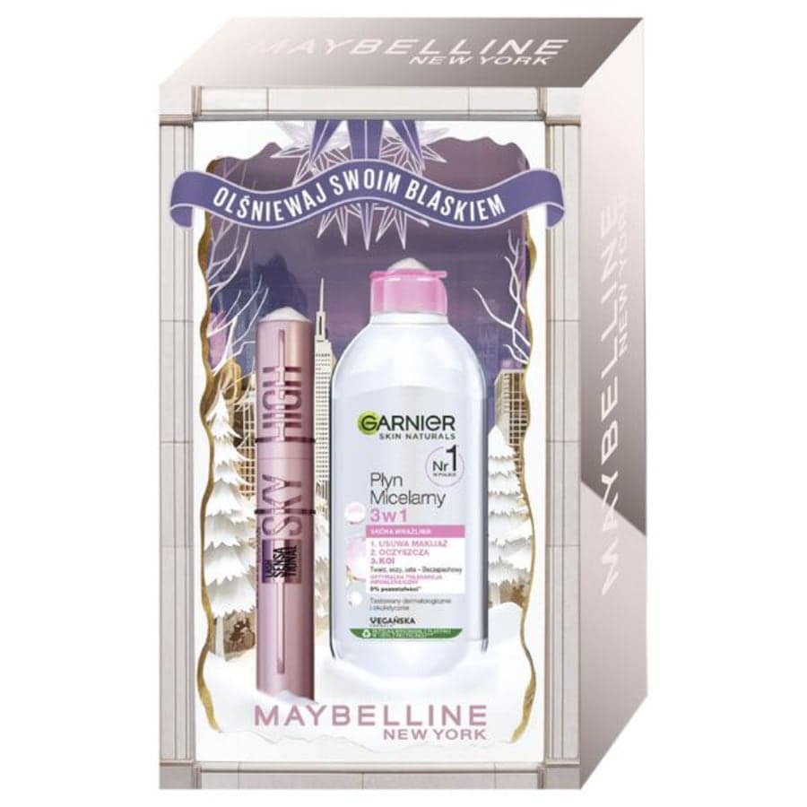 Zestaw Lash Sensational Sky High wydłużający tusz do rzęs Black + Garnier płyn micelarny 3w1