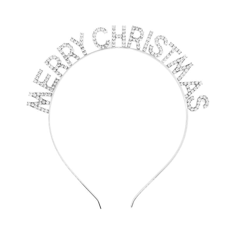 SOHO Opaska Świąteczna Merry Christmas z Metalowymi Dżinsami Srebrna Opaski do włosów 1 ct Damski