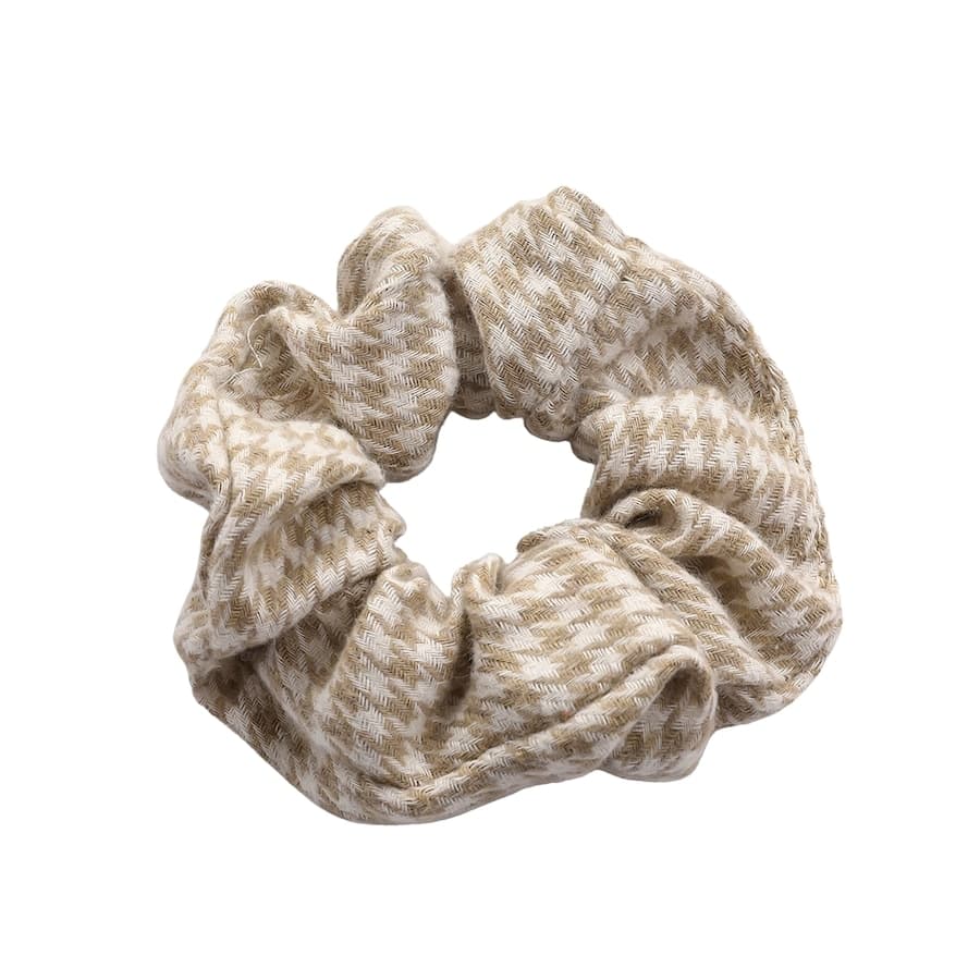 SOHO SOHO Pepita Scrunchie - Beżowa Bawełniana Gumka do Włosów Gumki do włosów 1 ct Srebrny Damski