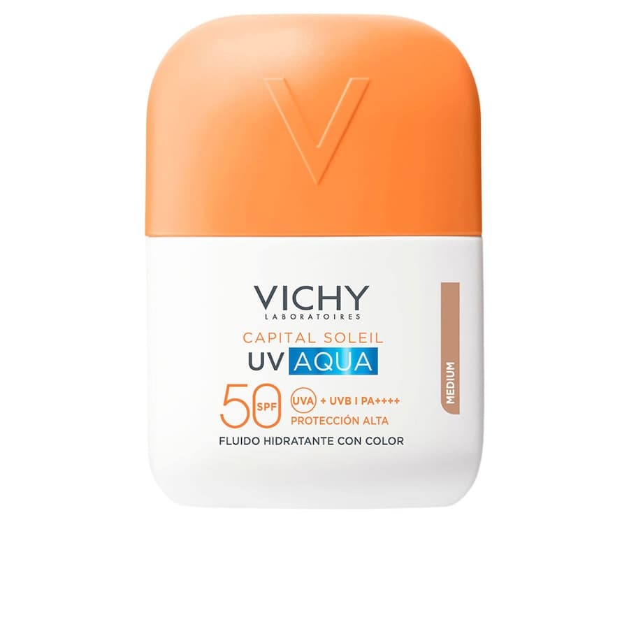 CAPITAL SOLEIL UV AQUA nawilżający fluid z kolorem SPF50 Ochrona przeciwsłoneczna