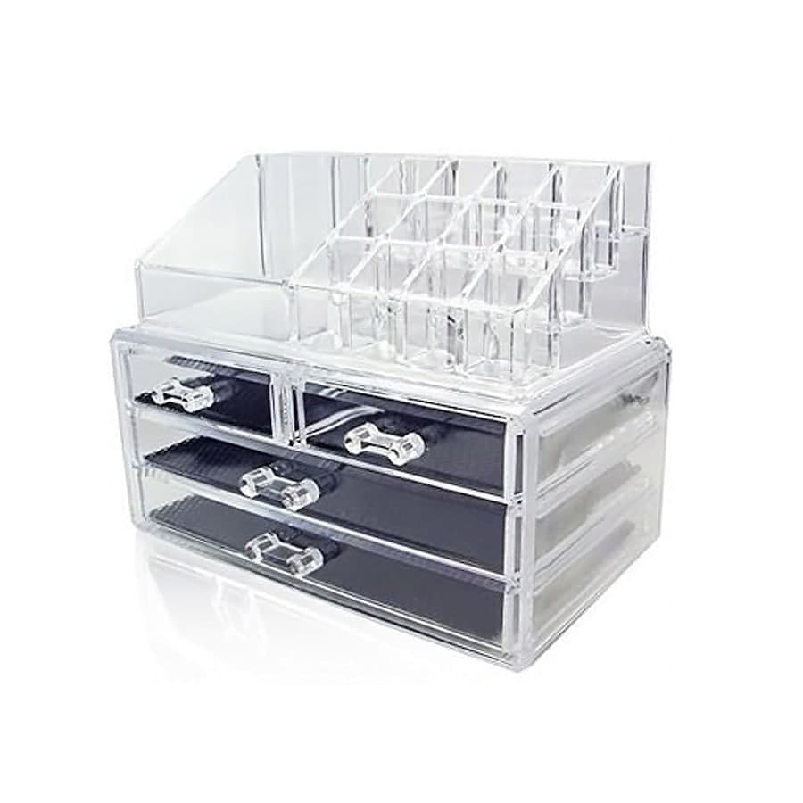 Organizer do makijażu z 4 szufladami i 13 przegródkami Kuferki do makijażu 1 ct Organizer na kosmetyki z 4 szufladkami i 13 przegródkami