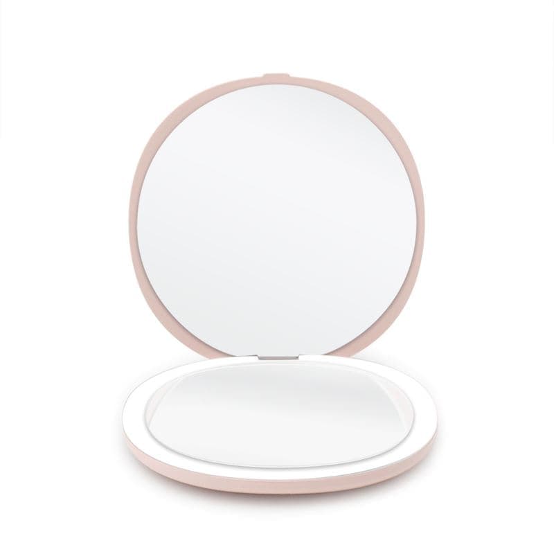 UNIQ Compact dwustronne lusterko podróżne z oświetleniem LED Lusterka kosmetyczne 1 ct Różowy
