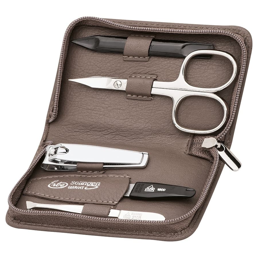 Zestaw do manicure z serii etui na suwak "Siena", taupe,. Kuferki do makijażu 1 ct
