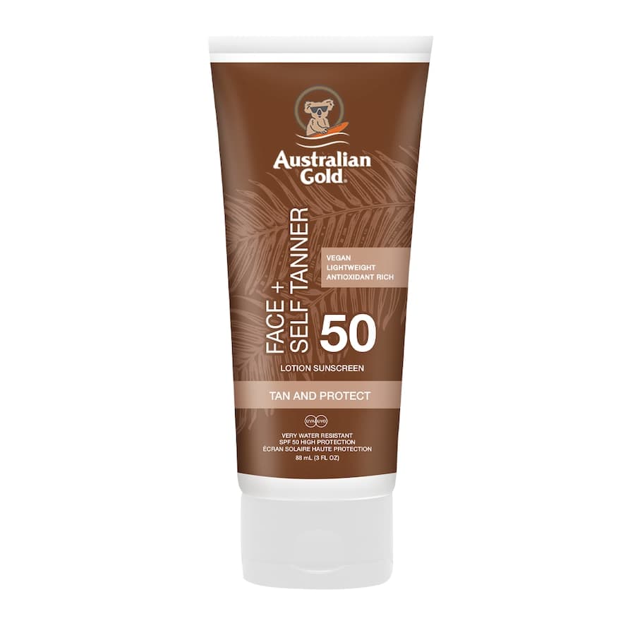SPF 50 Faces met Self Tanner- chronny krem do twarzy z bronzerem Podkłady