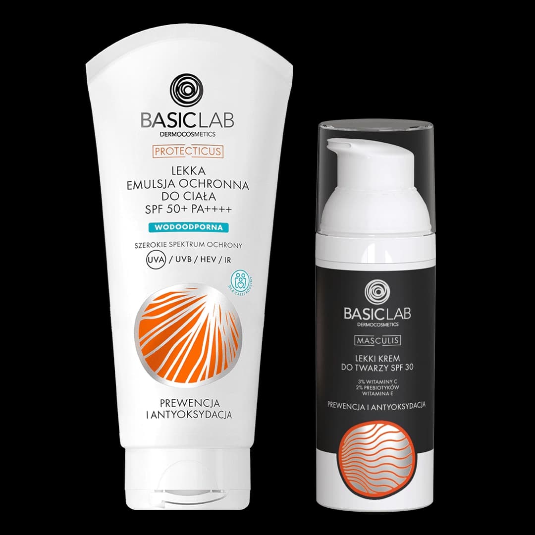 Zestaw: Pełna ochrona przeciwsłoneczna z lekkim kremem Masculis SPF 30