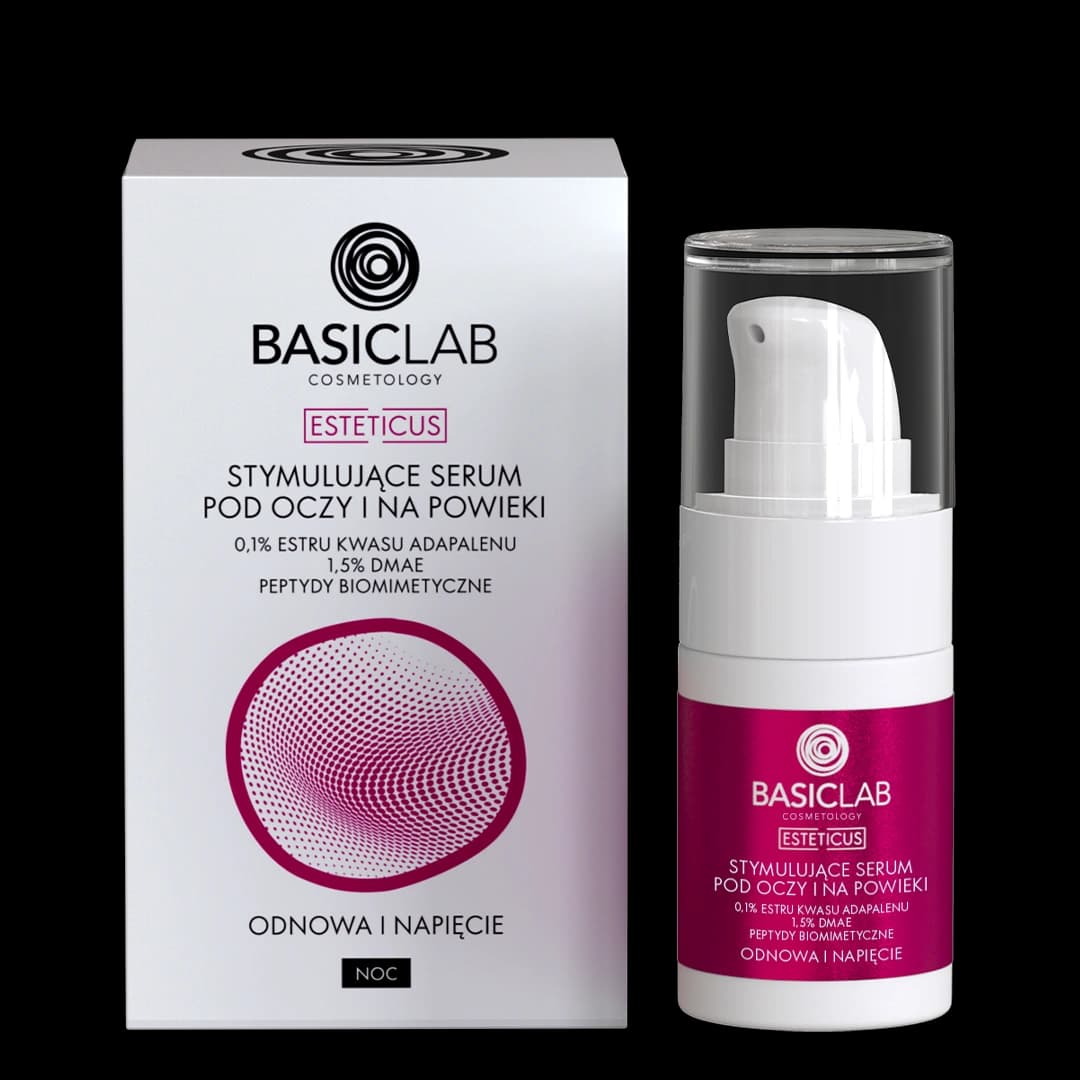 Stymulujące serum pod oczy i na powieki, 0,1% estru kwasu adapalenu, peptydy biomimetyczne, Odnowa i Napięcie