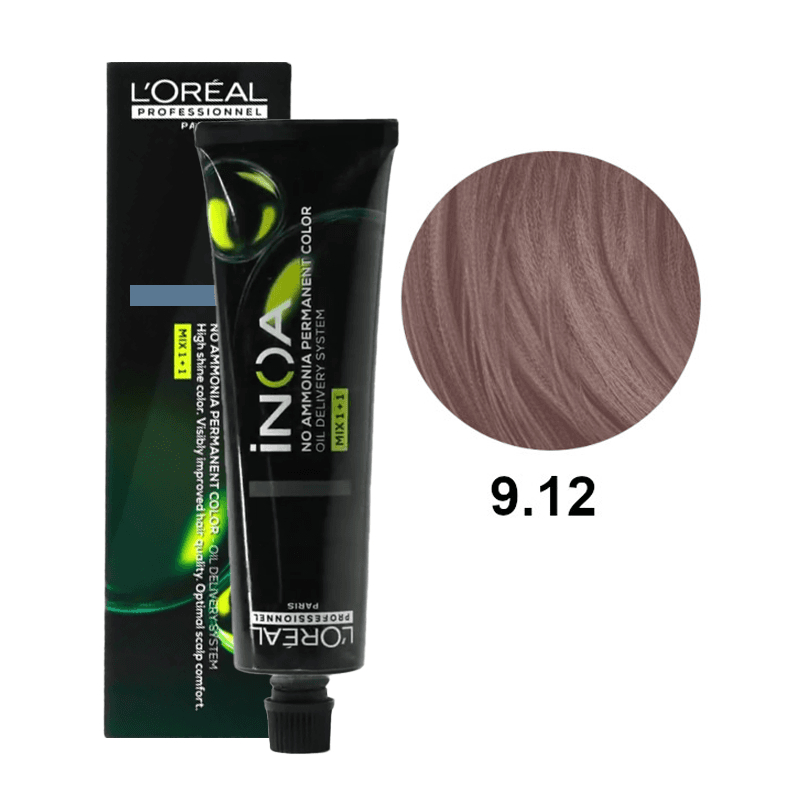 iNOA 9.12 | Bezamoniakowa trwała farba do włosów - kolor 9.12 bardzo jasny blond popielato-opalizujący