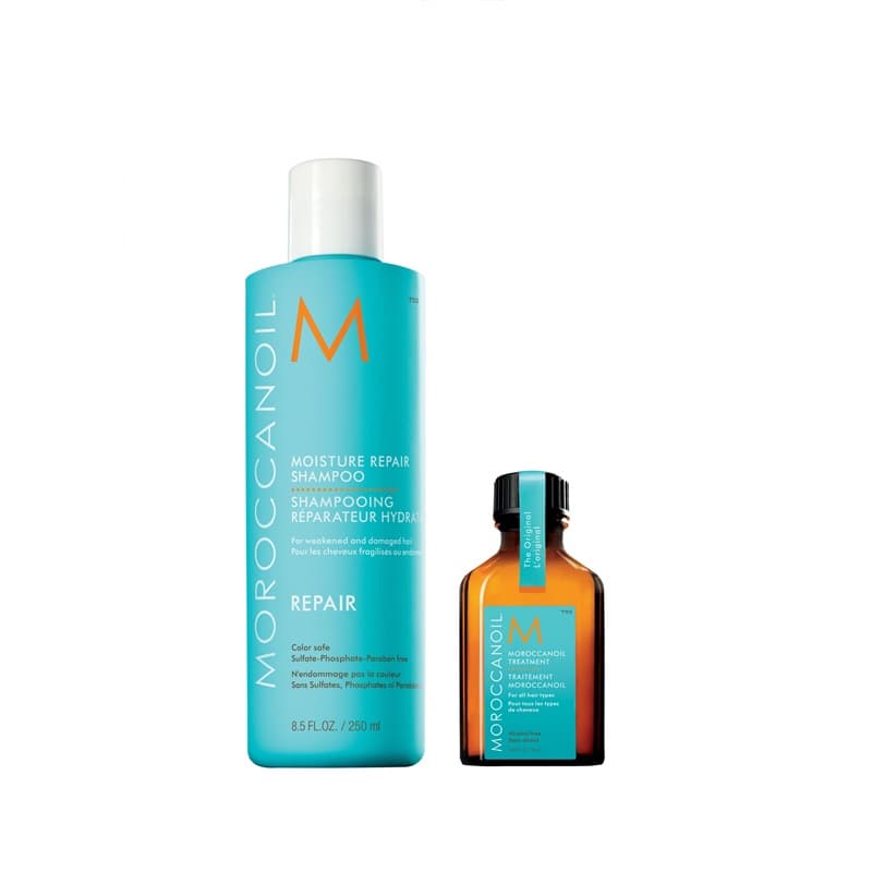 Moisture Repair and Oil Treatment | Zestaw nawilżająco-regenerujący: szampon + olejek arganowy do każdego rodzaju włosów
