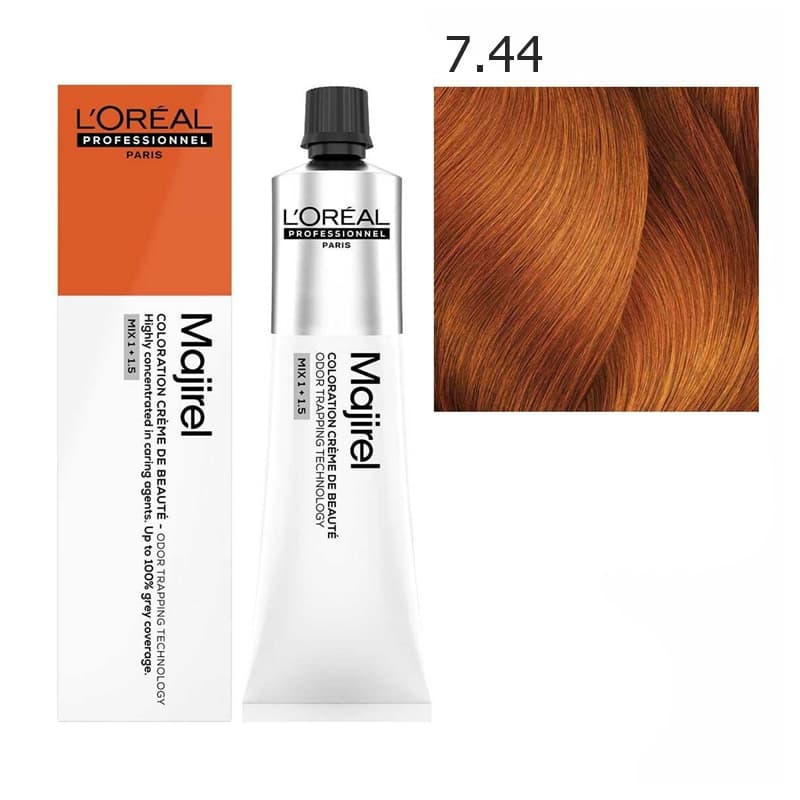 Majirel | Trwała farba do włosów - kolor 7.44 blond miedziany głęboki