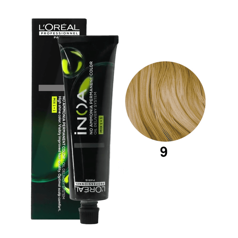 iNOA 9 | Bezamoniakowa trwała farba do włosów - kolor 9 bardzo jasny blond