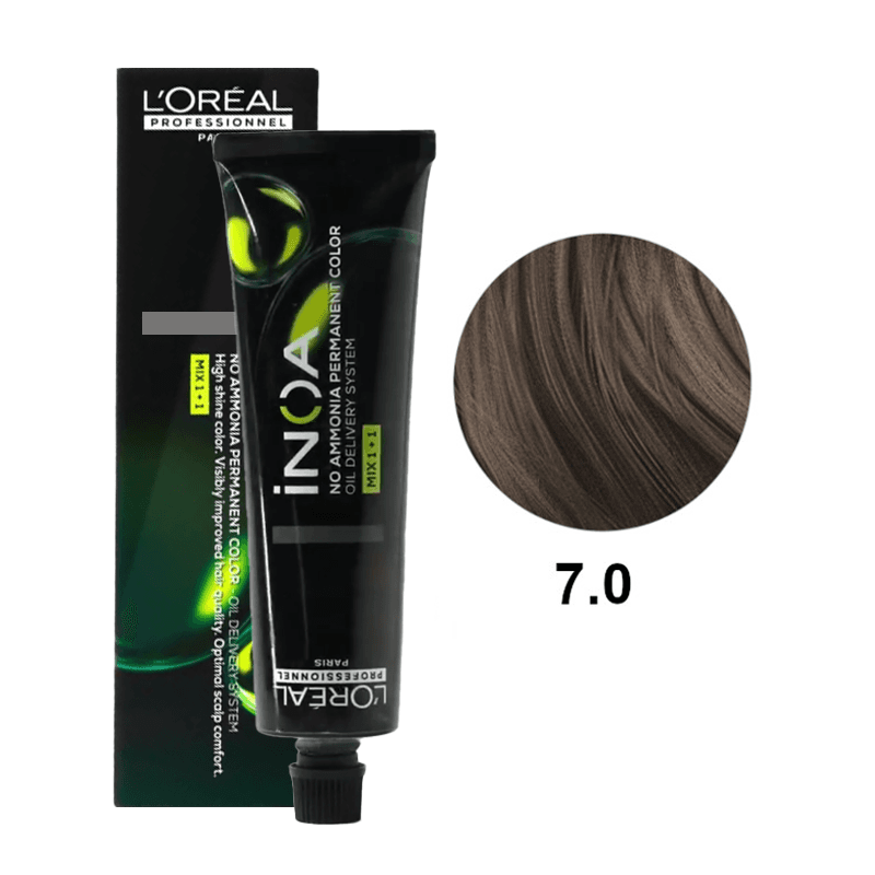 iNOA 7.0 | Bezamoniakowa trwała farba do włosów - kolor 7.0 blond intensywny