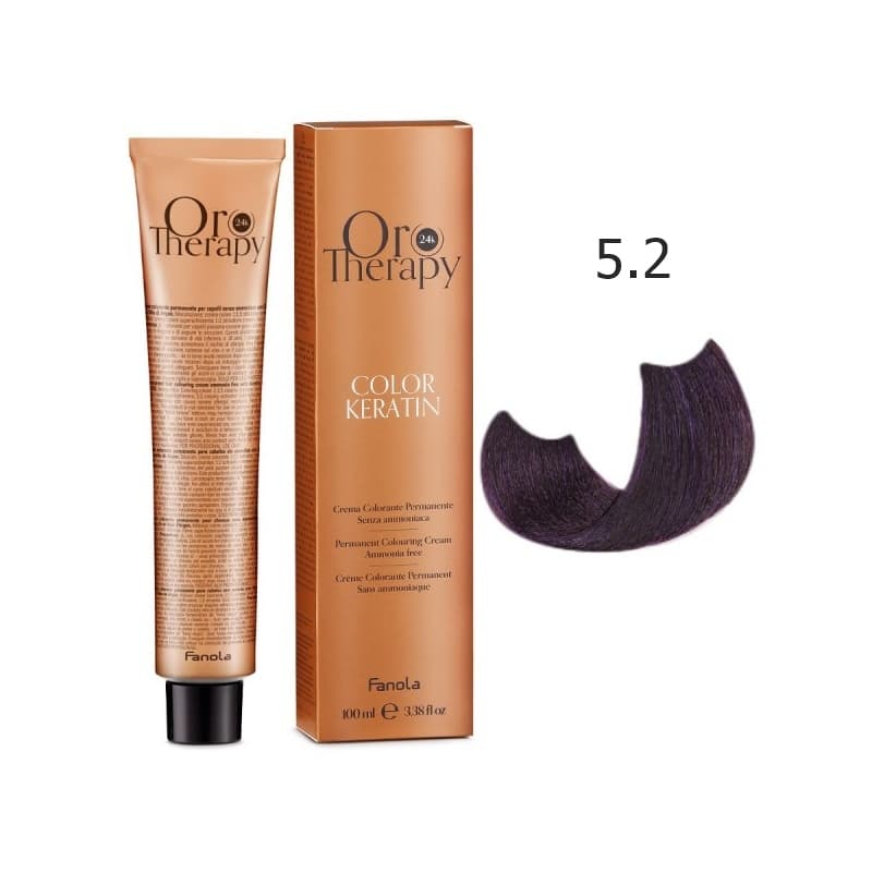 Oro Therapy Color Keratin Oro Puro | Trwała farba do włosów bez amoniaku 5.2 – opalizujący jasny brąz