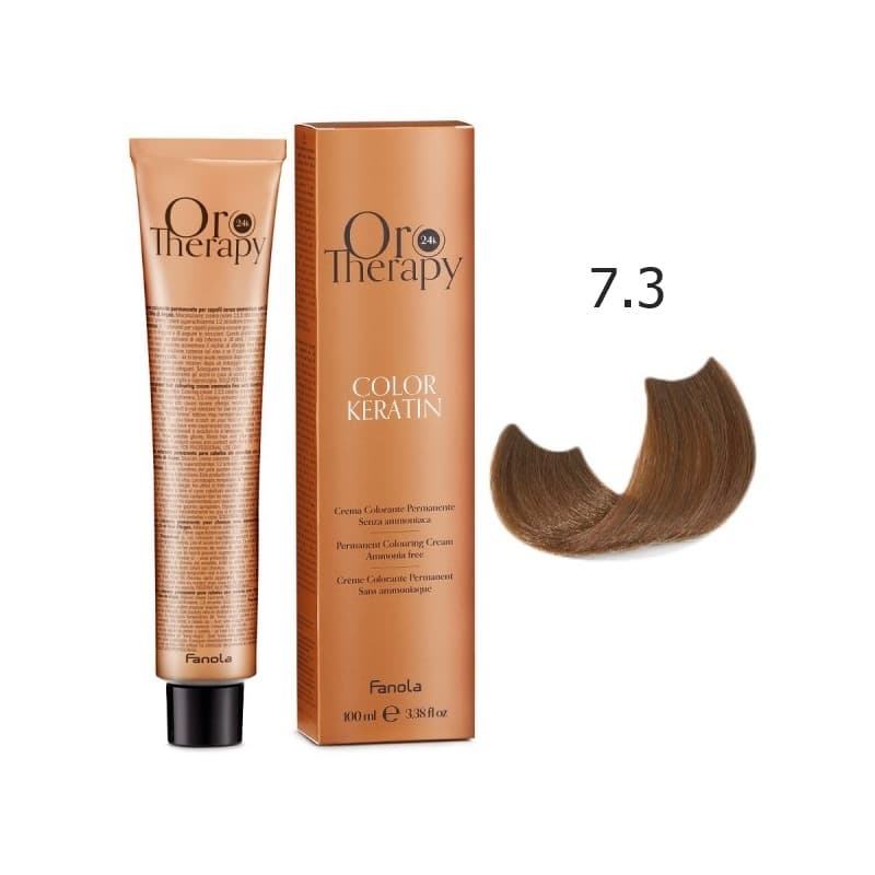 Oro Therapy Color Keratin Oro Puro | Trwała farba do włosów bez amoniaku 7.3 – złoty średni blond