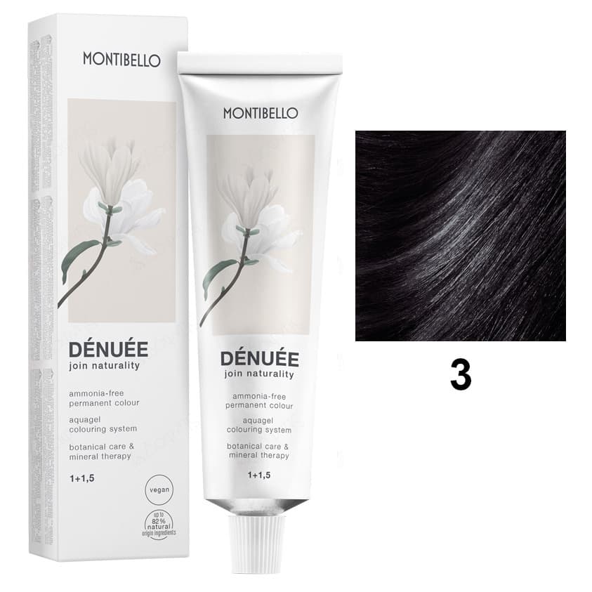 Denuee | Bezamoniakowa wegańska trwała farba do włosów - kolor 3 dark brown