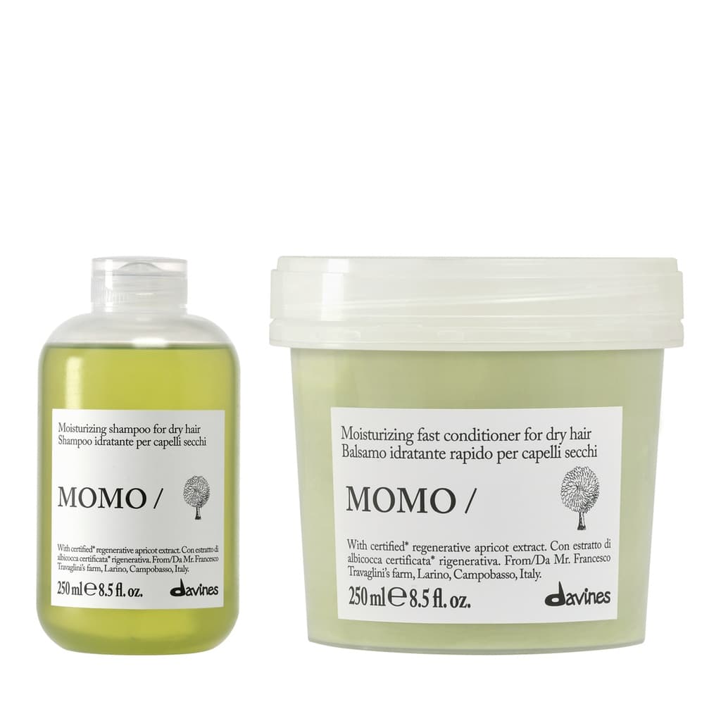 Momo | Nawilżający szampon do włosów suchych i odwodnionych + Nawilżająca odżywka do włosów suchych i odwodnionych zestaw