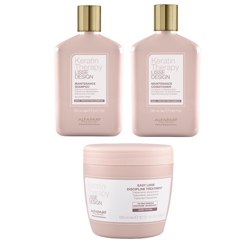 Keratin Therapy Lisse Design Maintenance | Zestaw podtrzymujący efekt wygładzenia: szampon + odżywka + odżywka wygładzająco-dyscyplinująca