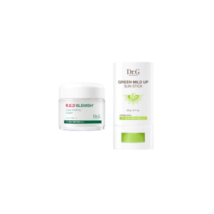 Green Mild Up Sun Stick SPF50+ PA++++ - (.) + R.E.D Blemish Clear Soothing Cream White (.) set