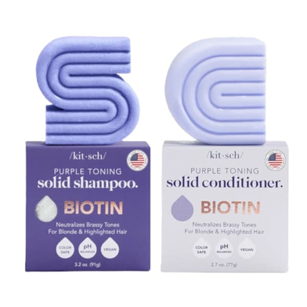 Purple Toning Shampoo & Conditioner Combo for Color-Treated & Grey Hair -+