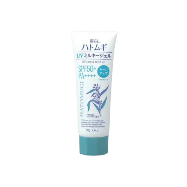 Reihaku Hatomugi UV Care & Tone Up The Tone Up UV Milky Gel SPF50+ PA++++ Mint Green Tube Type -