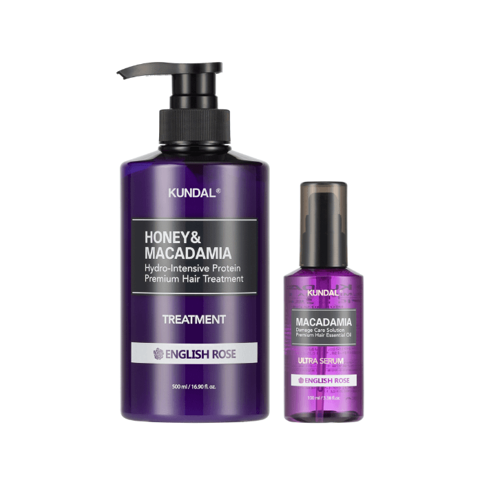 Honey & Macadamia Protein Hair Treatment - + Hair Serum - Set - English Rose
