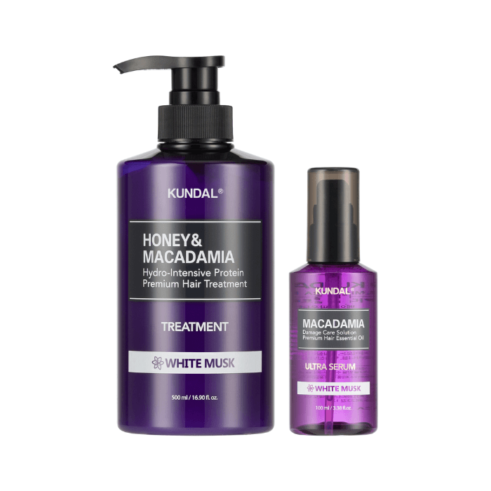 Honey & Macadamia Protein Hair Treatment - + Hair Serum - Set - White Musk