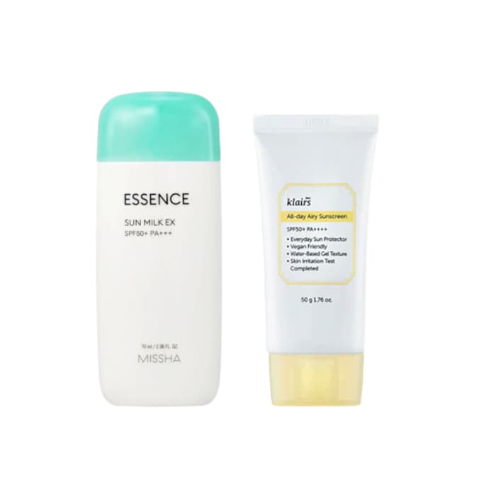 All Around Safe Block Essence Sun Milk EX - (SPF50+ PA+++) X Dear; Klairs - All-day Airy Sunscreen SPF50+ PA++++