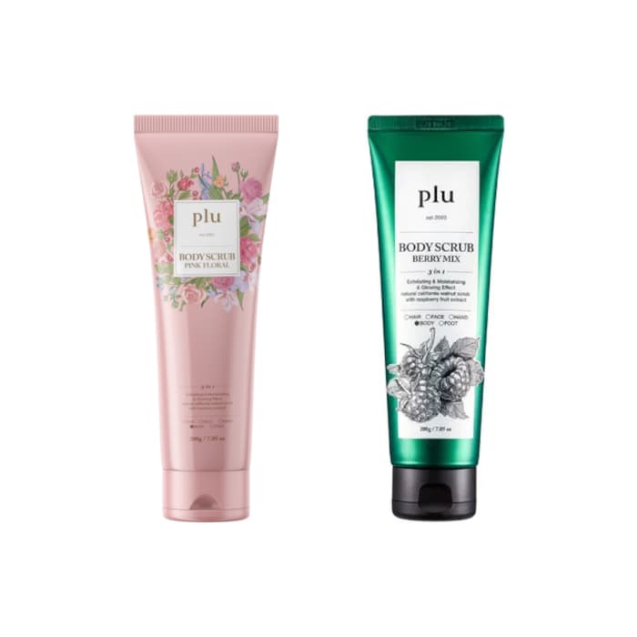 Body Scrub Pink Floral - (1ea) & Body Scrub - - Berry Mix (1ea) Set